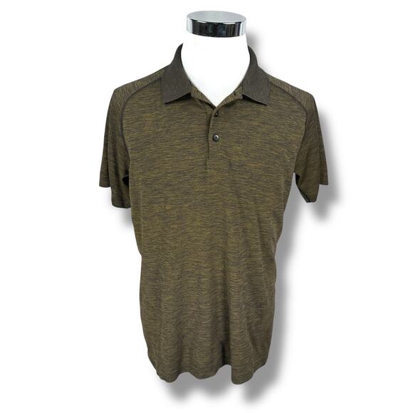 Lululemon Metal Tech Vent Polo Shirt Men’s Large Deep Meadow Brown Black Golf - Picture 1 of 10
